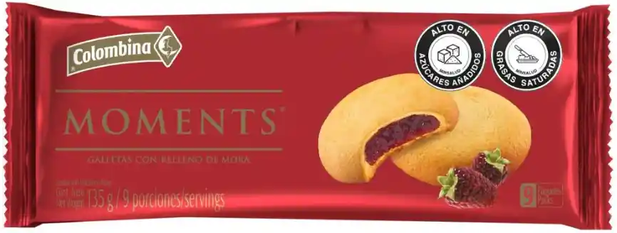 Galleta Moments Rellenas De Mora X 135g - 9unds