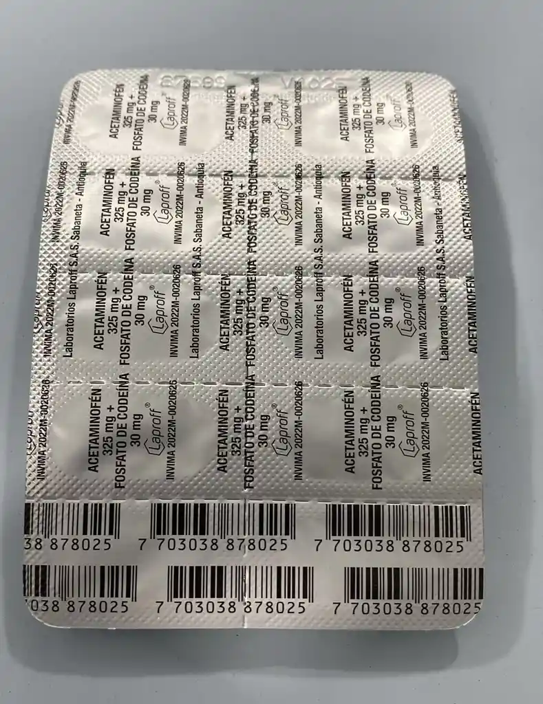 Acetaminofen + Codeina 325/30mg X 10 Tabletas