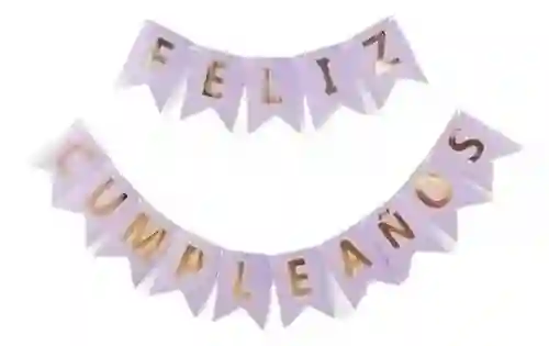 Banderin Feston Feliz Cumpleaños Lila Mate Letras Doradas