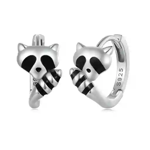 Aretes Aros Mapache Para Mujer Fabricados En Plata 925