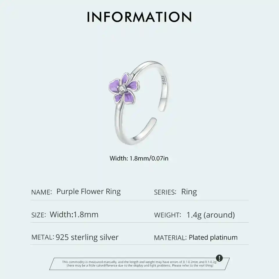 Anillo Para Mujer Ajustable Flor Primavera En Plata 925