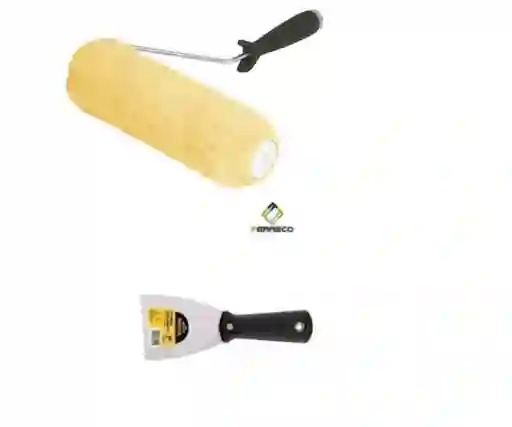 Rodillo Para Pintar Superficie Semi Rugosa + Espátula 3pg