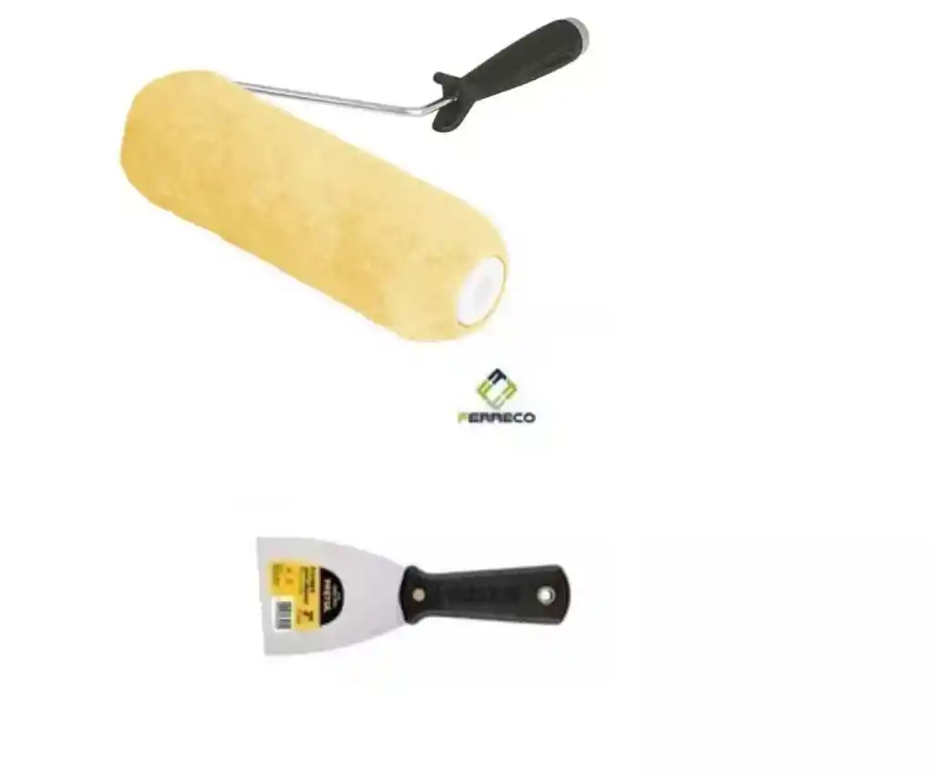 Rodillo Para Pintar Superficie Semi Rugosa + Espátula 3pg