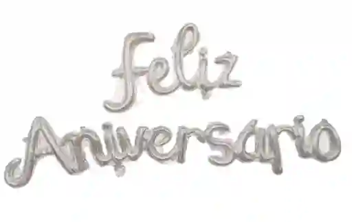 Letrero Feliz Aniversario Metalizado Inflable Plateado