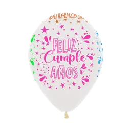 Bomba Globo Biodegradable De Latex Feliz Cumpleaños Cristal Splash Neon R12