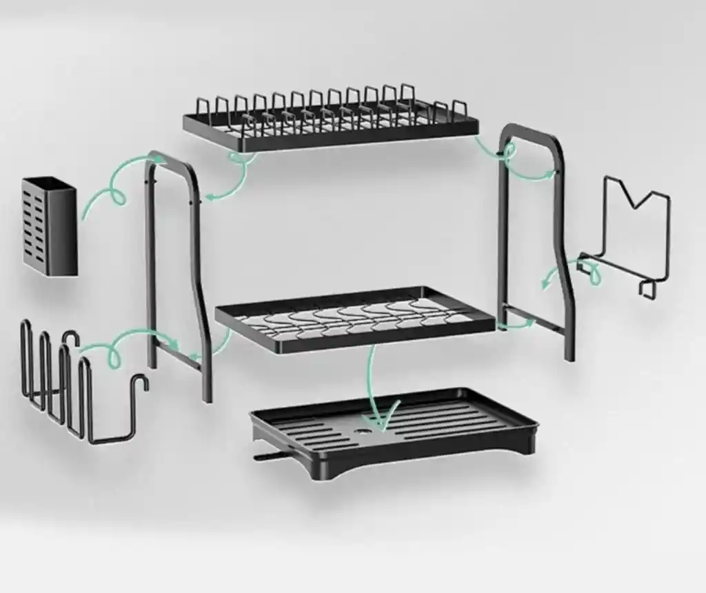 Escurridor De Platos 2 Niveles Desmontable Gran Capacidad 					