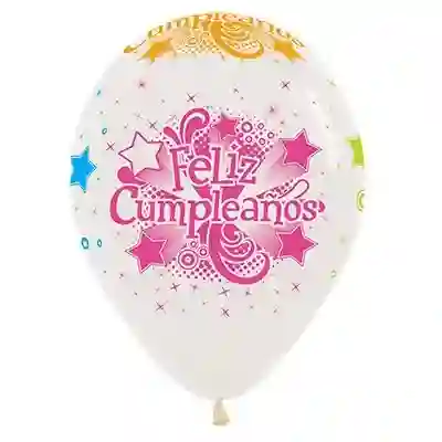 Bombas Globos R12 Fashion Cristal Feliz Cumpleaños Neon Paquete X 9 Sempertex
