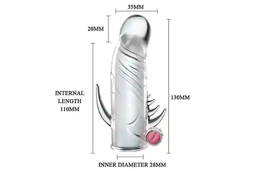 Funda Extensora Tipo Condón Con Vibración Y Doble Estimulación - Penis