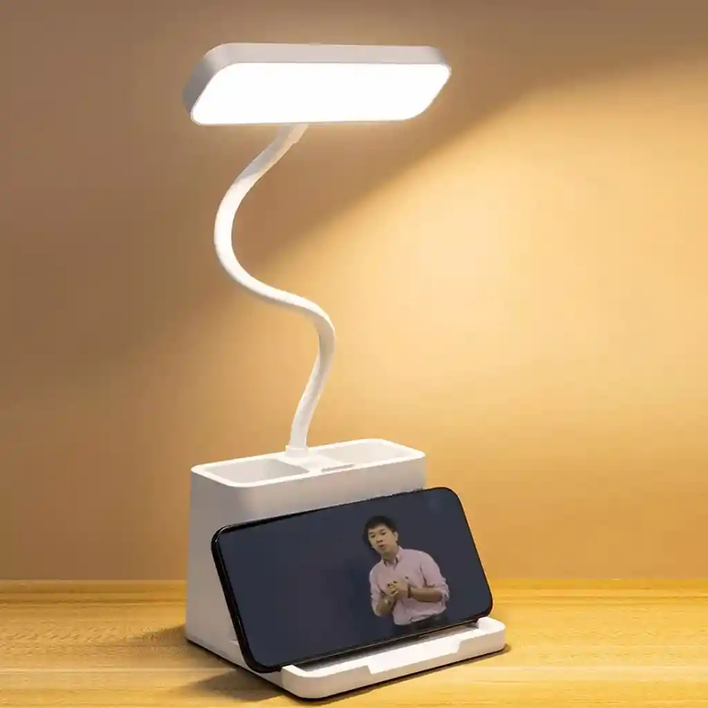 Lámpara De Escritorio Led Con Porta Lápices Recargable