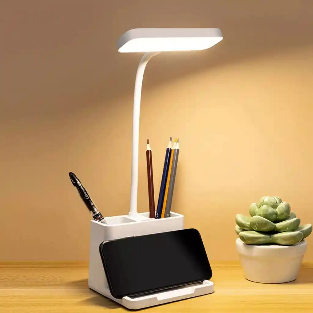 Lámpara De Escritorio Led Con Porta Lápices Recargable