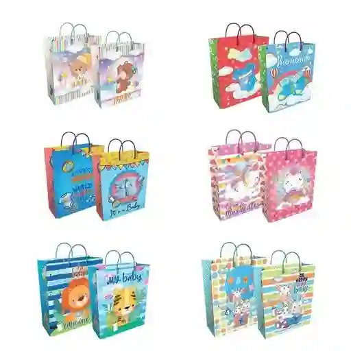 Bolsa De Regalo Para Bebé Large 32x26 Cm Diseños Surtidos Primavera
