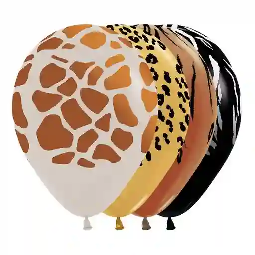 Bomba Globo Metal Animal Print Surtido X 10 Und Sempertex