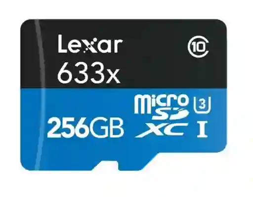 Memoria Micro Sd 256gb - Class 10, A1, Uhs-i (u3), V30, 633x (up To 100mb/s Read, Up To 45mb/s Write) - Lexar