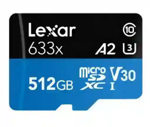 Memoria Micro Sd 512gb - Class 10, A1, Uhs-i (u3), V30, 633x (up To 100mb/s Read, Up To 45mb/s Write) - Lexar