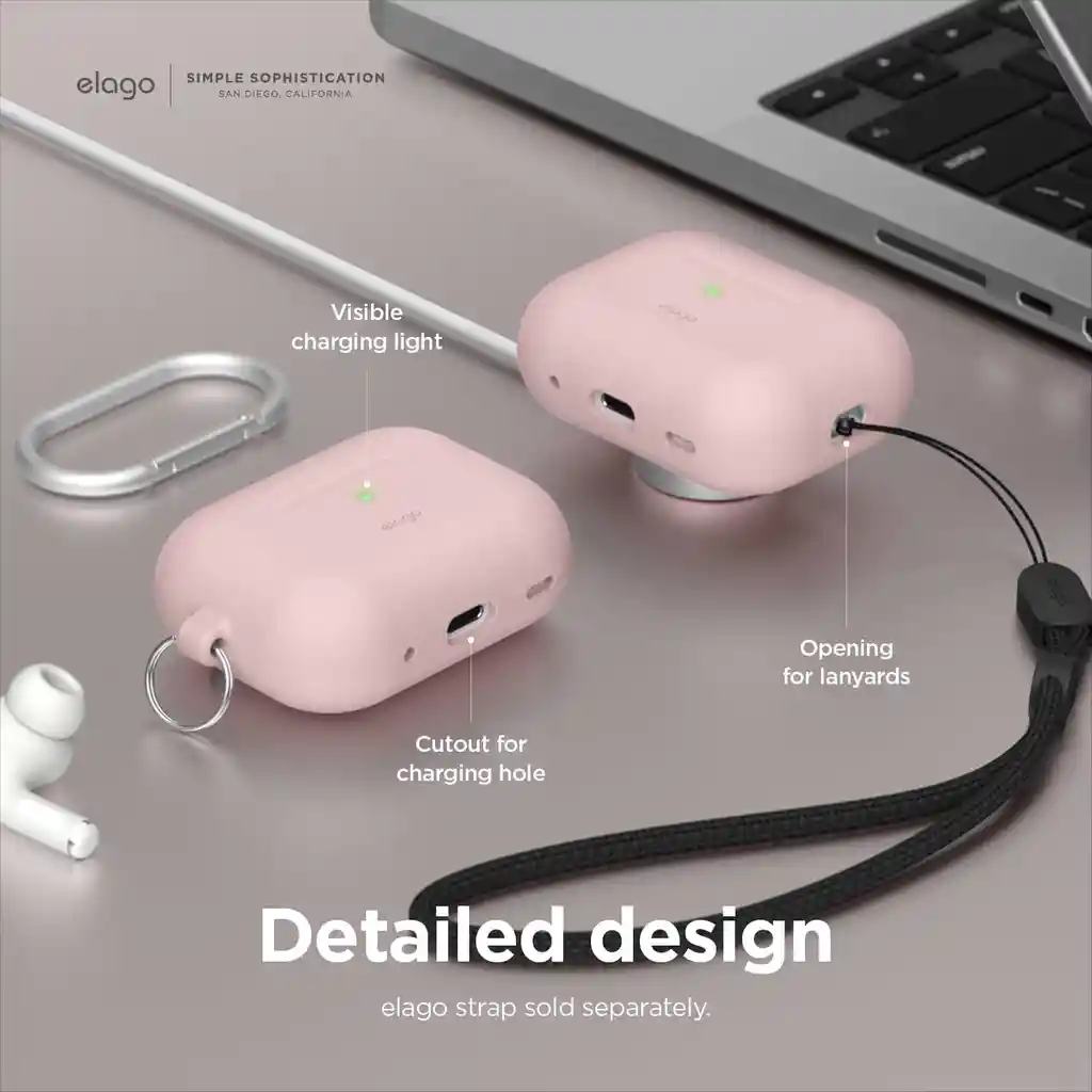 Elago Estuche Para Airpods Pro 2 Con Arnés Silicona En Rosado