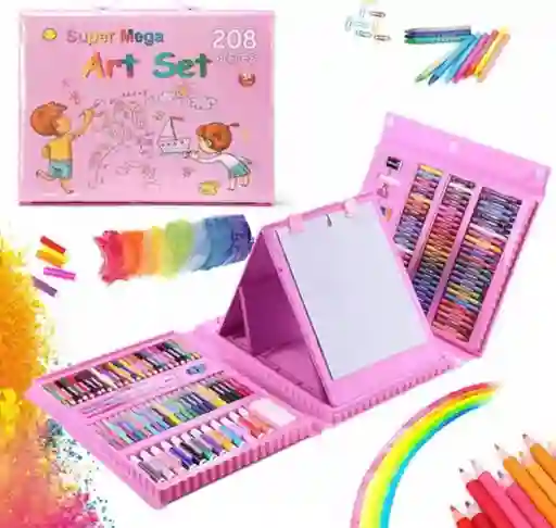 Set De Arte Dibujo Colores Para Niños Maleta X208 Piezas