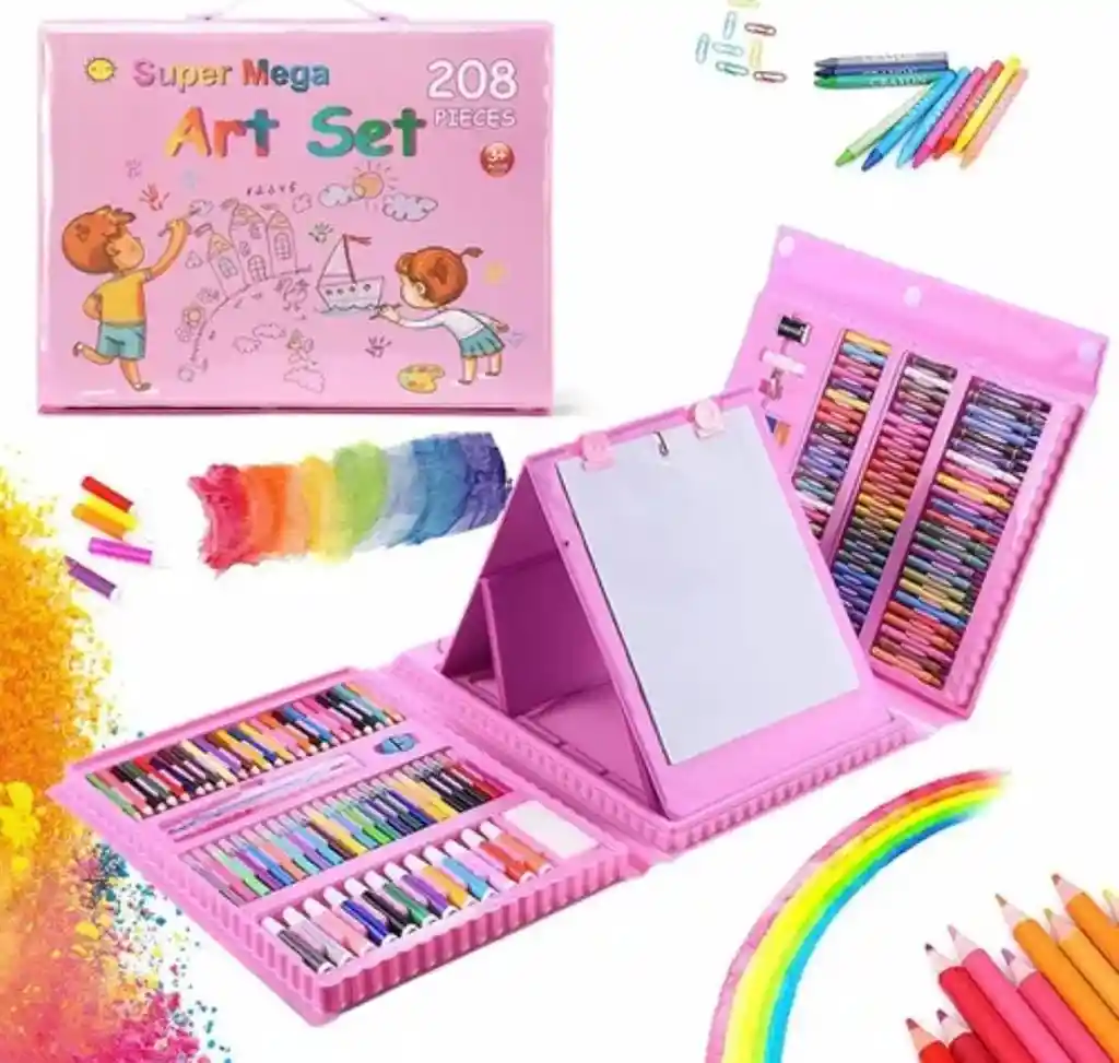 Set De Arte Dibujo Colores Para Niños Maleta X208 Piezas