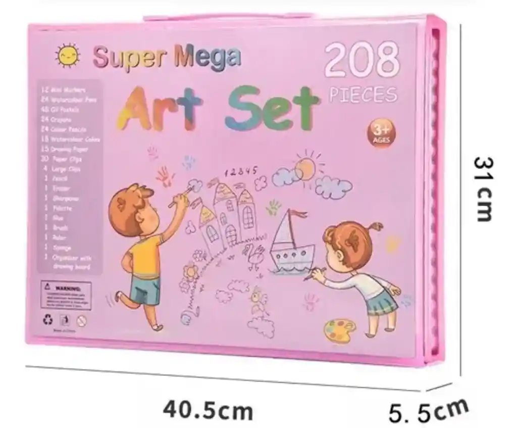 Set De Arte Dibujo Colores Para Niños Maleta X208 Piezas