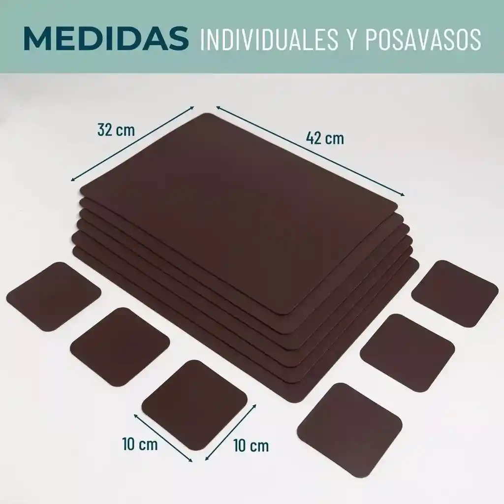 Individuales Mesa Set De 6ecocuero Casatua +6 Portavasos