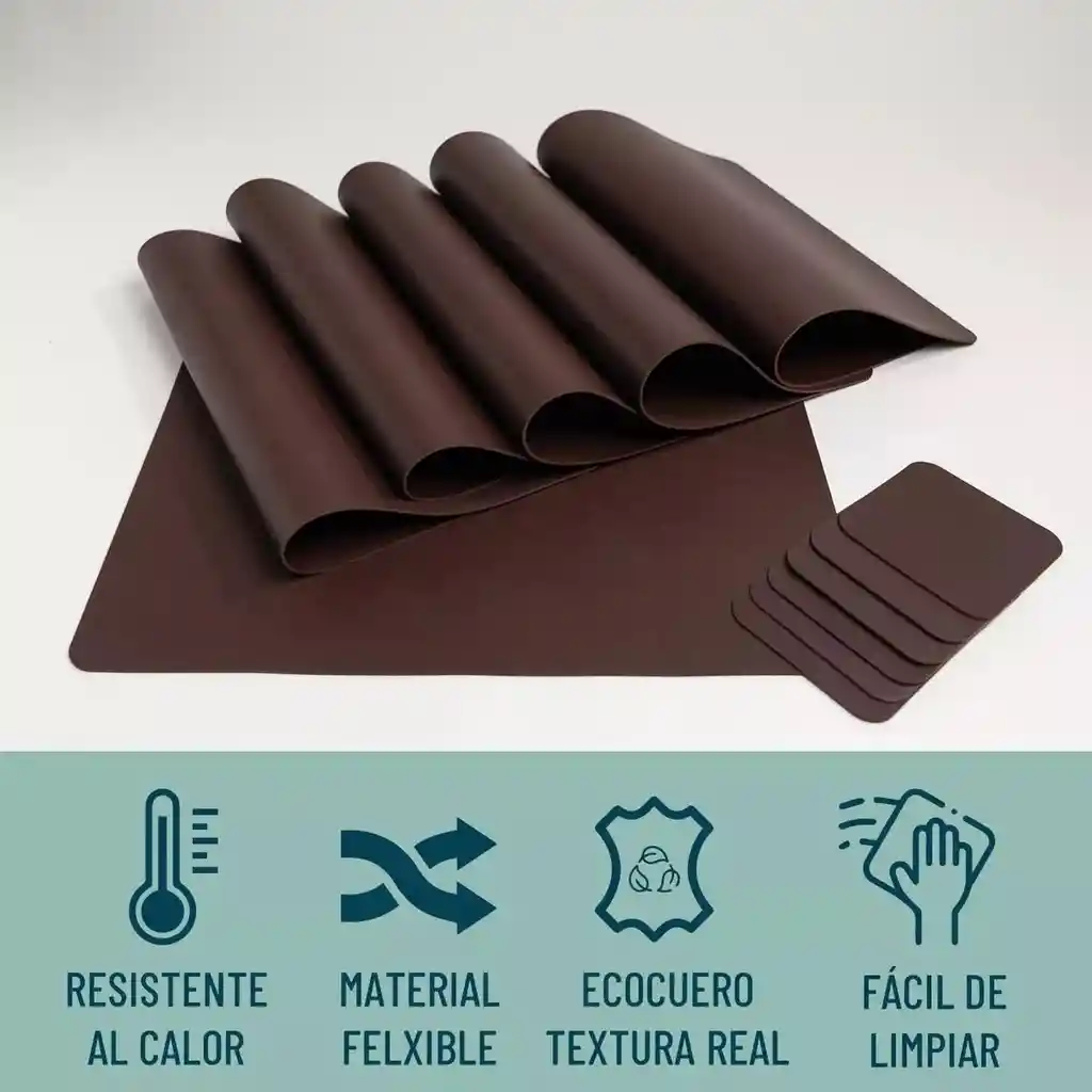 Individuales Mesa Set De 6ecocuero Casatua +6 Portavasos