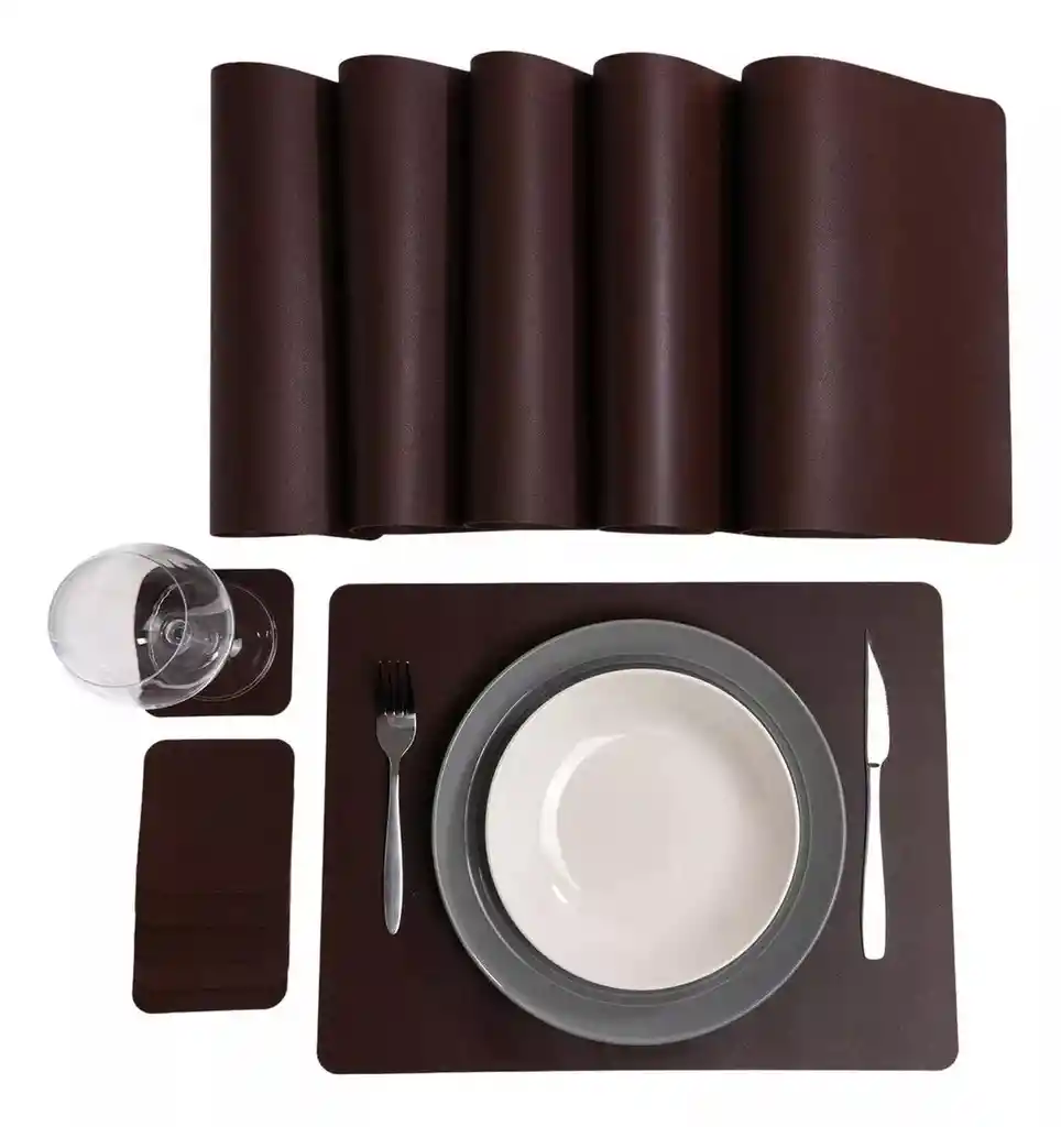 Individuales Mesa Set De 6ecocuero Casatua +6 Portavasos