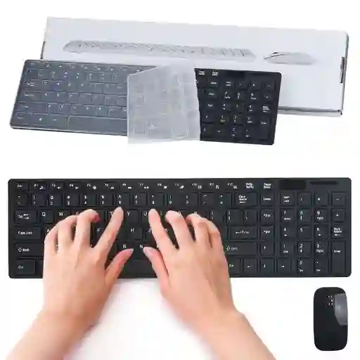 Combo Inalámbrico Tipo Mac K06 Negro / Combo Teclado Y Mouse Inalambrico