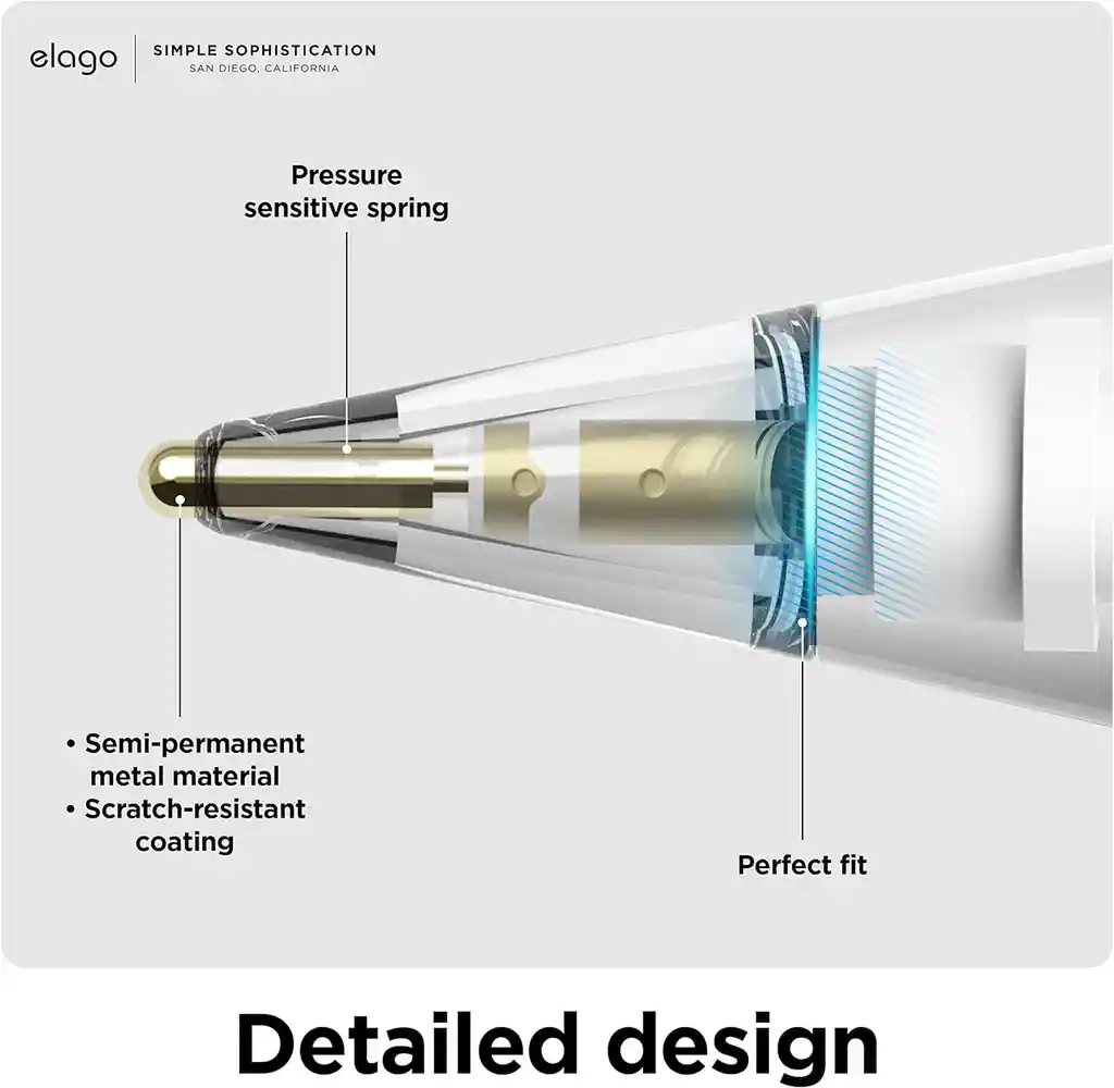 Elago Puntas De Metal Para Apple Pencil Pro, Usb-c Y 1 / 2 Generación X 2 Unid Clear