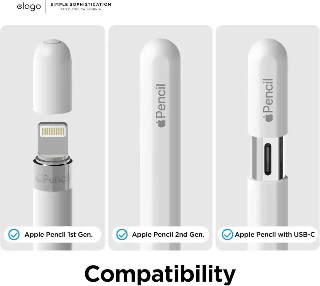 Elago Puntas De Metal Para Apple Pencil Pro, Usb-c Y 1 / 2 Generación X 2 Unid Clear