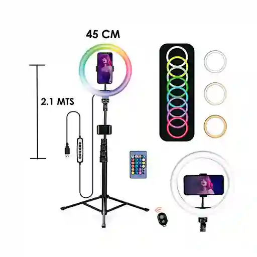 Aro De Luz Multicolor Con Tripode Selfie 45cm Rgb45