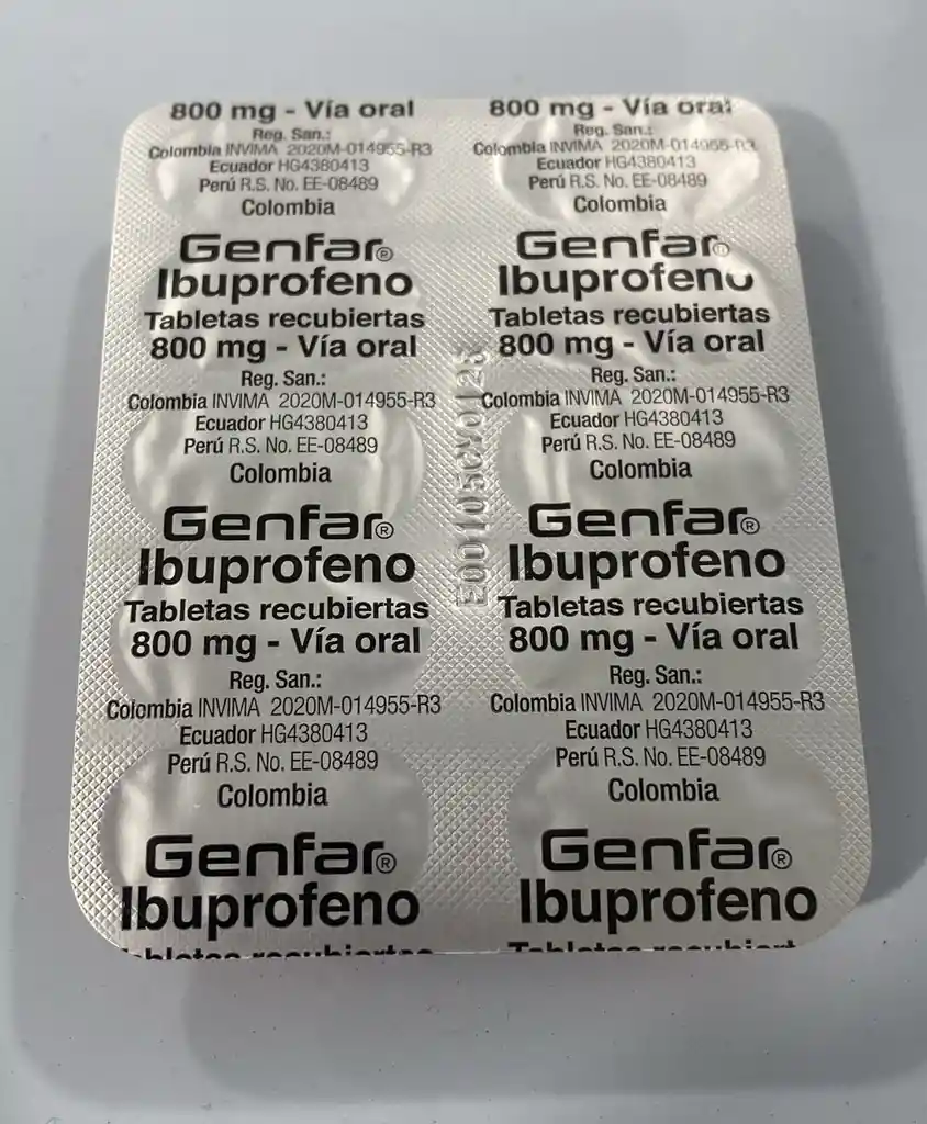 Ibuprofeno 800mg X 10 Tabletas Genfar