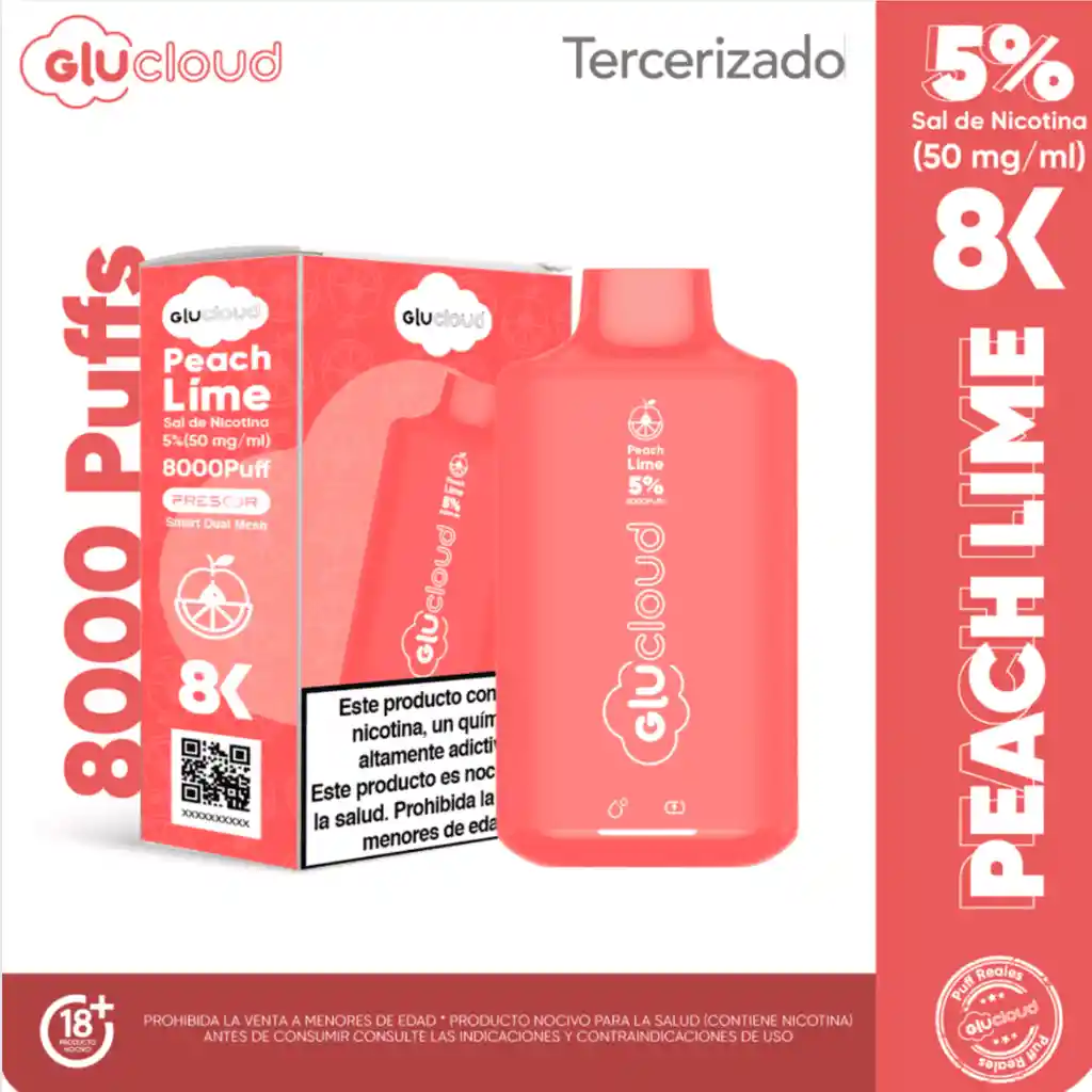 Vape Glucloud Peach Lime 8k 8000 Puffs