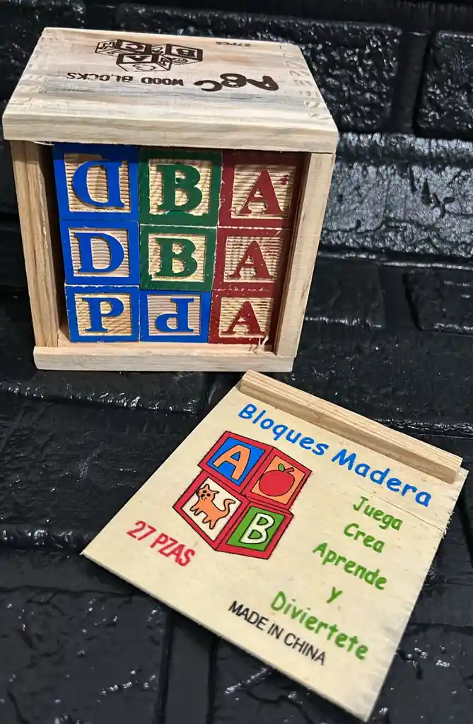 Abecedario Bloques Madera Juego Didactico X27 Piezas