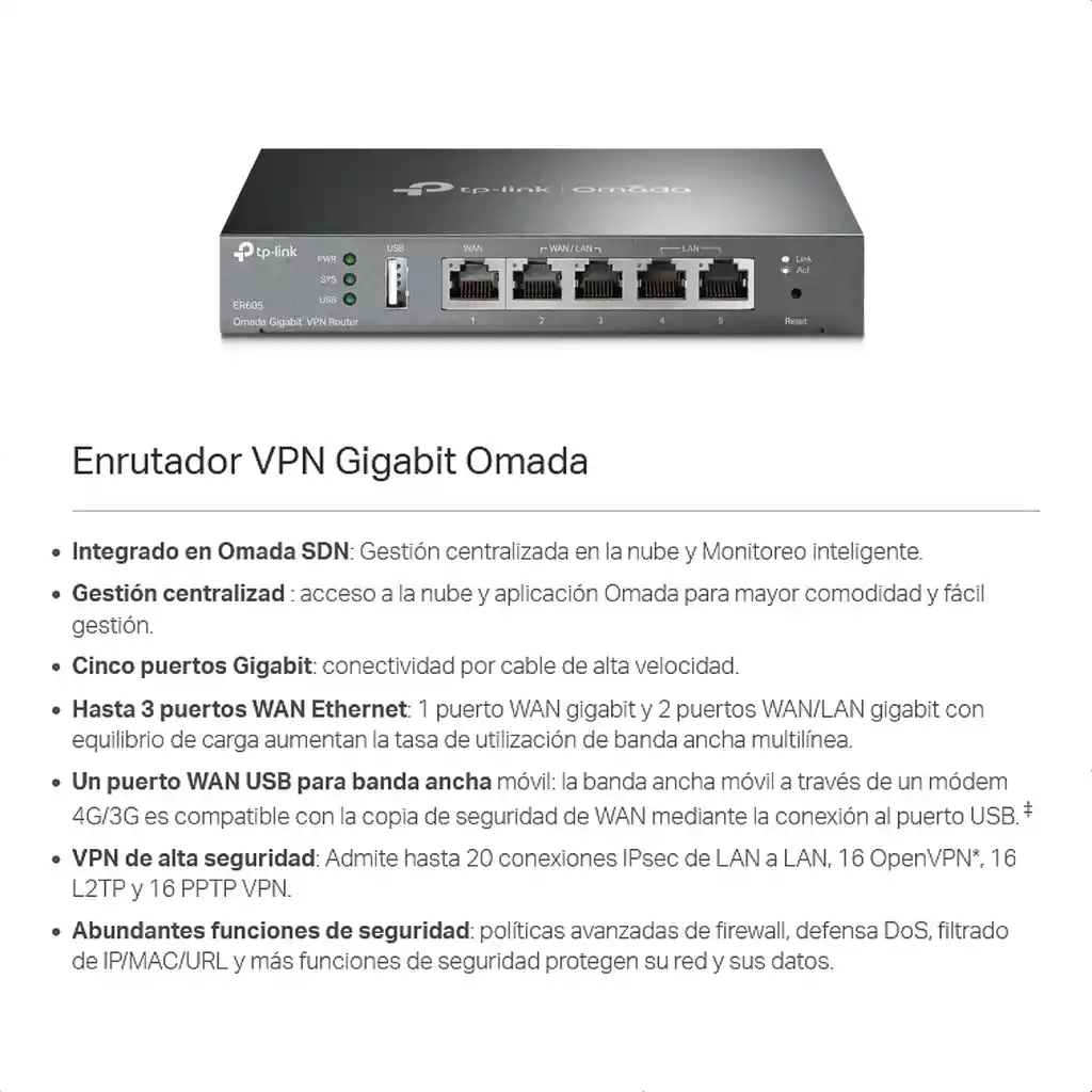 Router Vpn Multi-wan Gigabit Omada Tp-link Er605