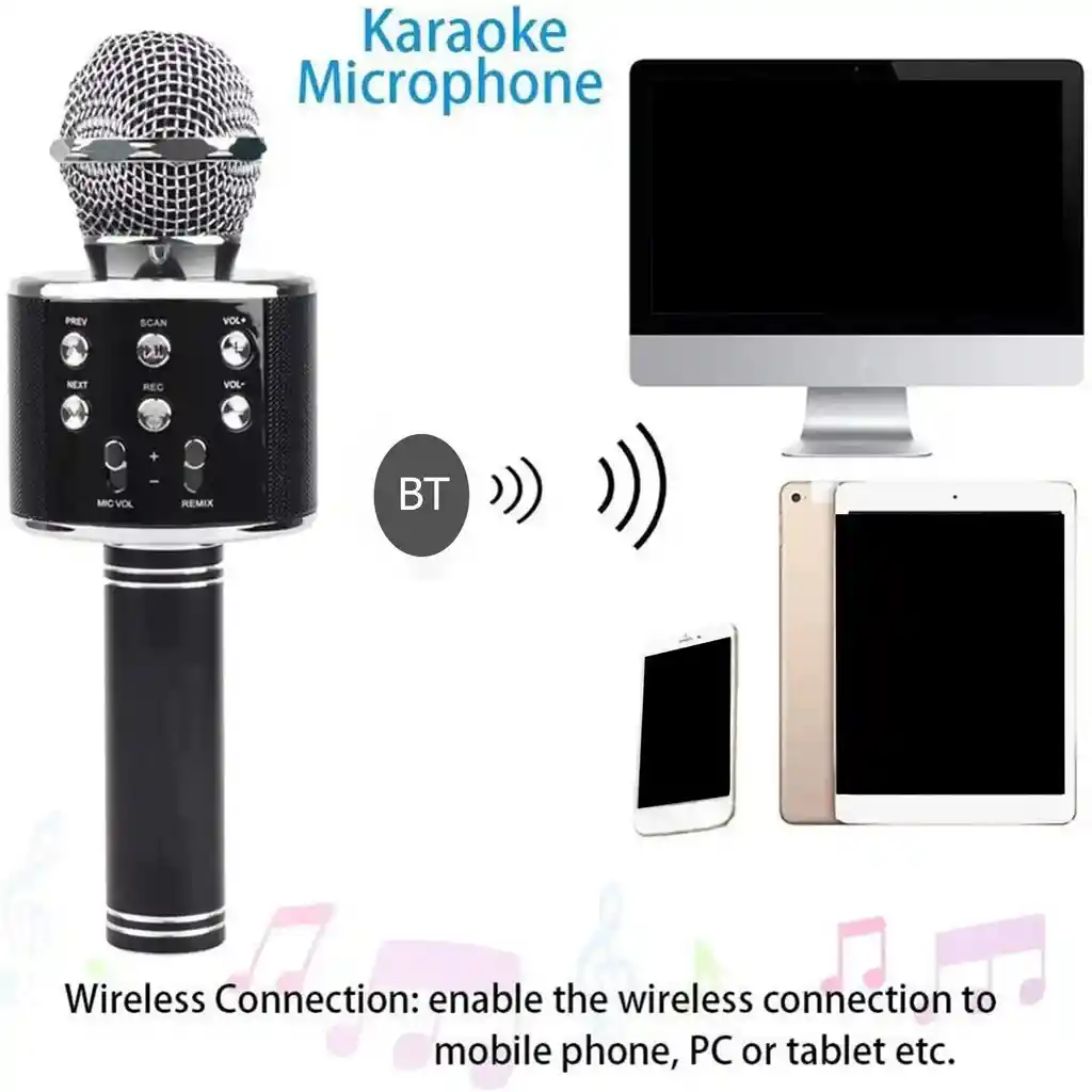 Micrófono Karaoke Inalámbrico Bluetooth Para Niños