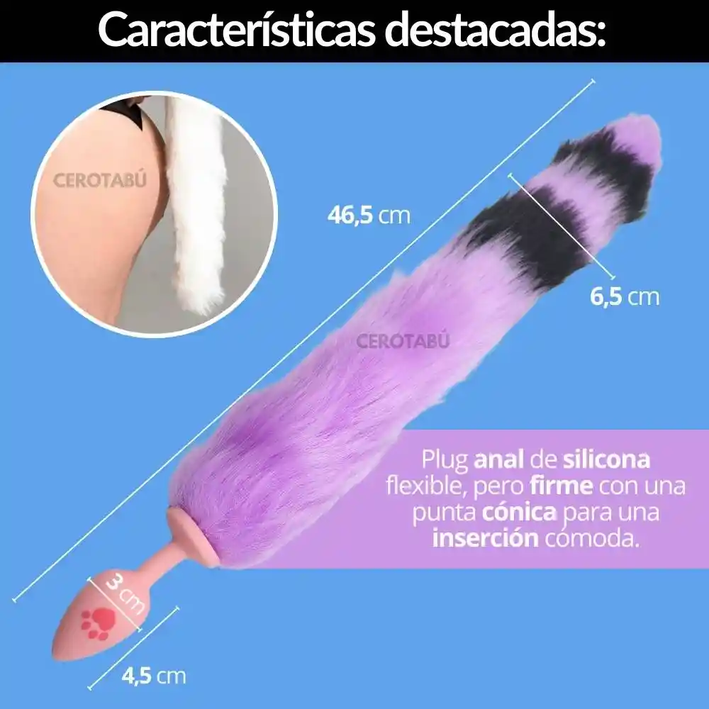 Plug Anal Acostumbrador Dilatador Silicona Cola Zorro