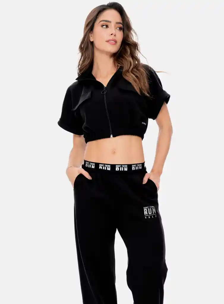 Blusa Deportiva Mujer Corta Con Cierre Frontal Talla S - M