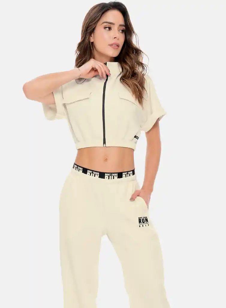 Blusa Deportiva Mujer Corta Con Cierre Frontal Talla S - M