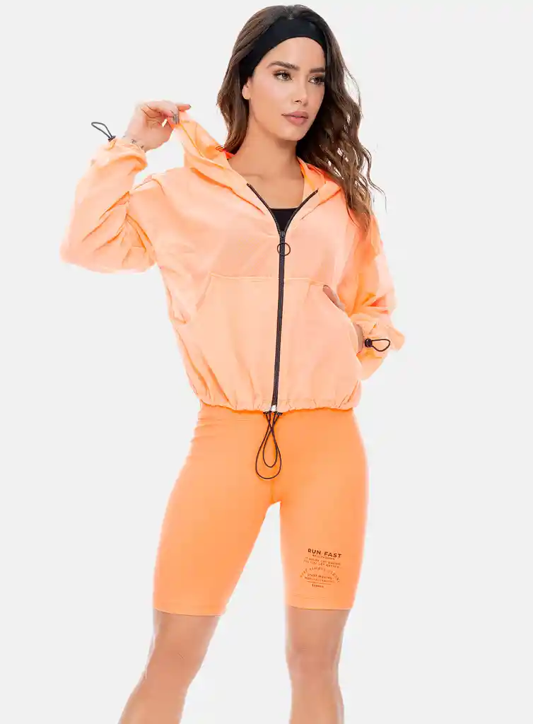 Chaqueta Deportiva Mujer Con Chompa En Tela Semi Transparente Con Cordón Talla S - M