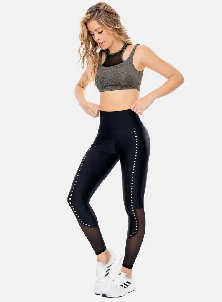 Leggins Deportivo Mujer Con Corte Laser Tela Efecto Brillante Talla Única