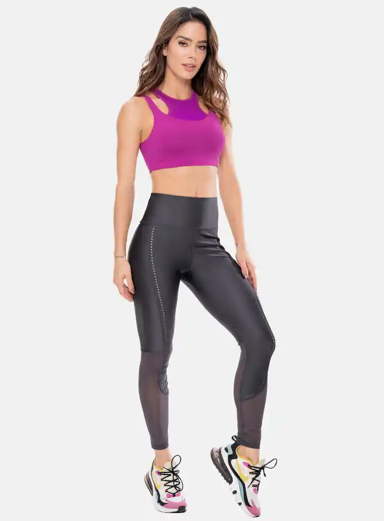 Leggins Deportivo Mujer Con Corte Laser Tela Efecto Brillante Talla Única