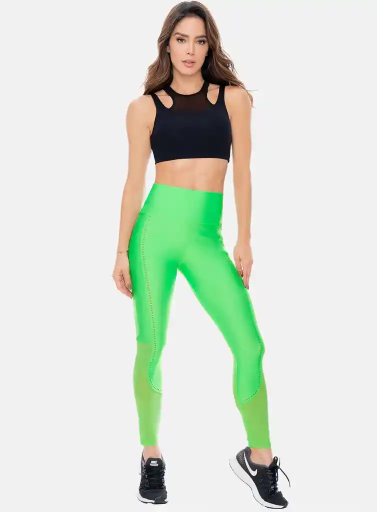 Leggins Deportivo Mujer Con Corte Laser Tela Efecto Brillante Talla Única