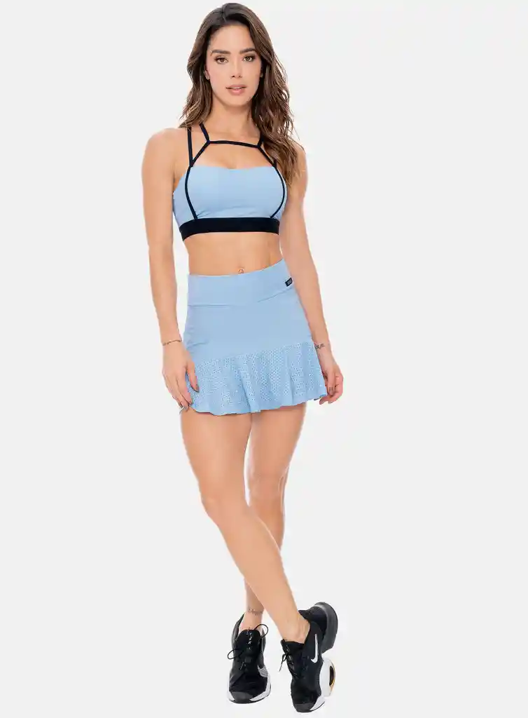Falda Deportiva Mujer En Cortes En Malla Con Short Interno Talla Única