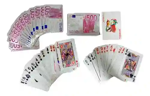 Cartas Poker Casino Profesionales Juego Mesa Plateado Euro