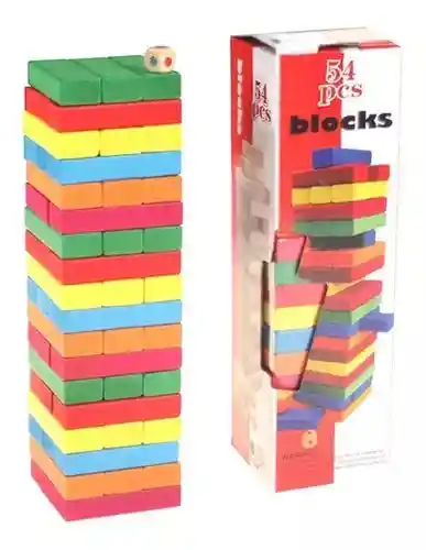 Juego De Madera Jenga 54 Piezas Grande Torre Bloques