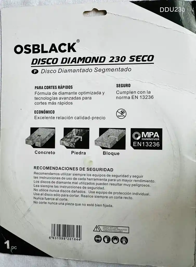 Disco Diamantado Segmentado De 9" Osblack