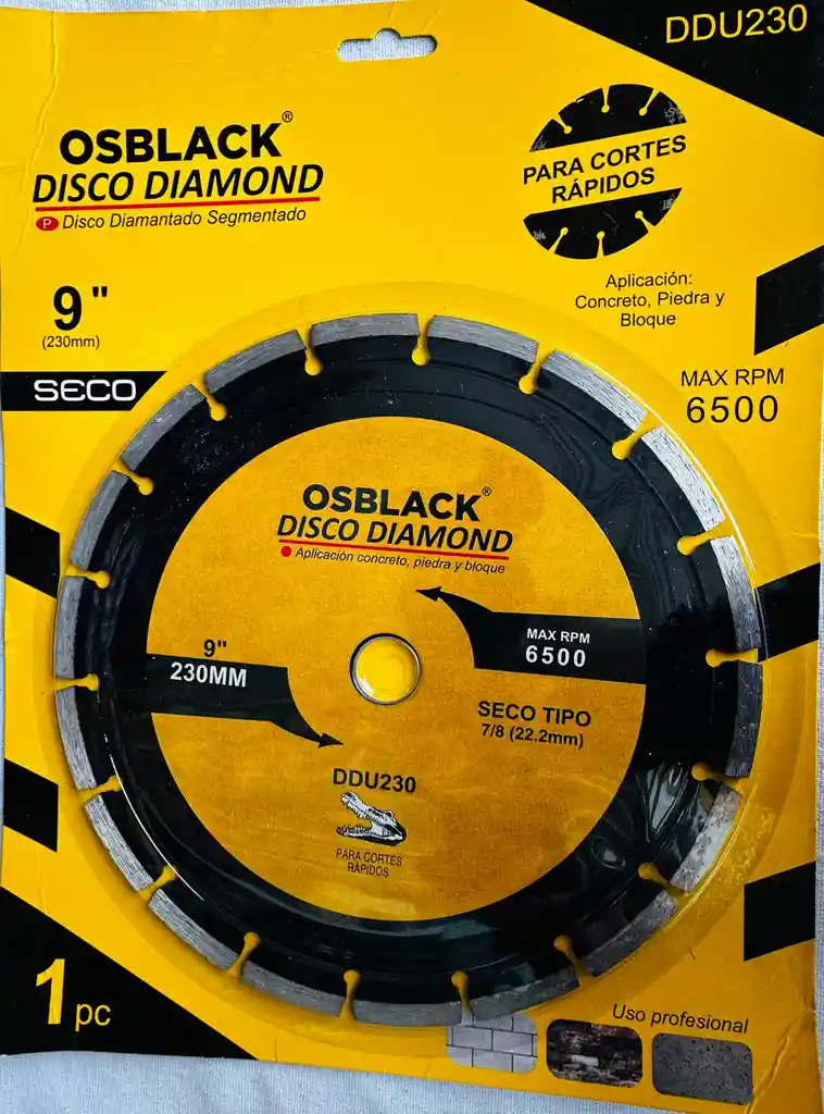 Disco Diamantado Segmentado De 9" Osblack