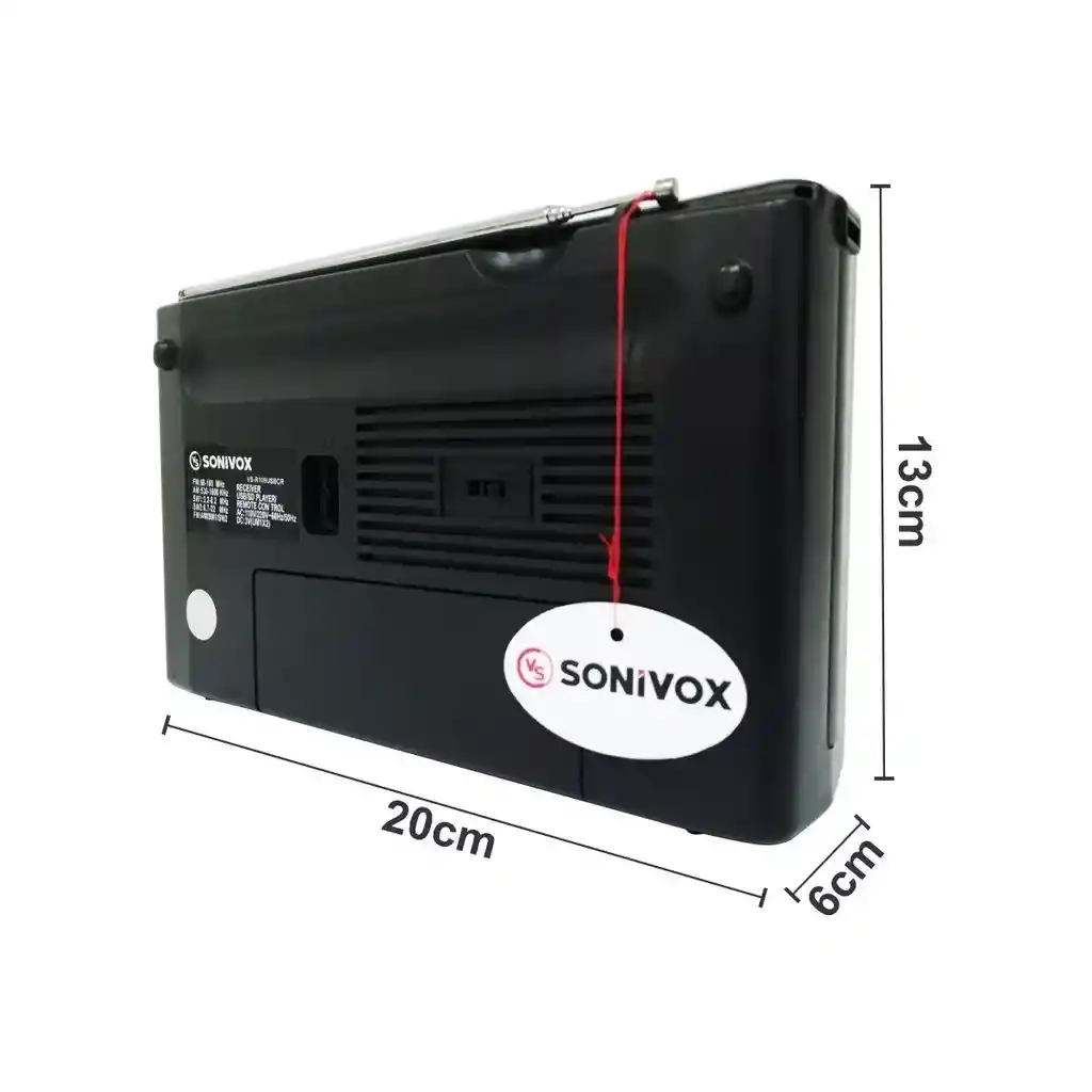 Radio Portatil Sonivox Vs-r116 Usb Sd 4 Bandas Am Fm Sw1 Sw2 110v/220v