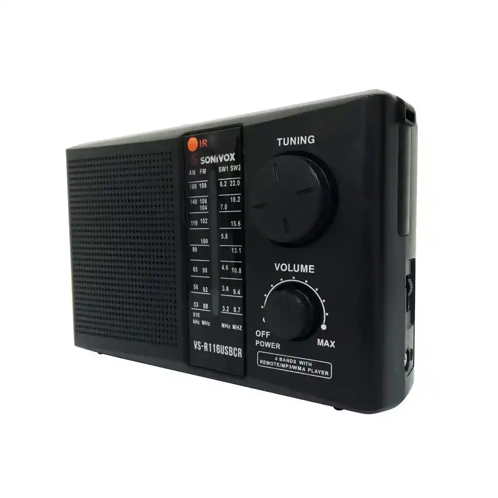 Radio Portatil Sonivox Vs-r116 Usb Sd 4 Bandas Am Fm Sw1 Sw2 110v/220v