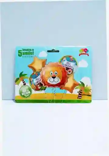 Globo Metalizado Bouquet 5 Piezas Leon
