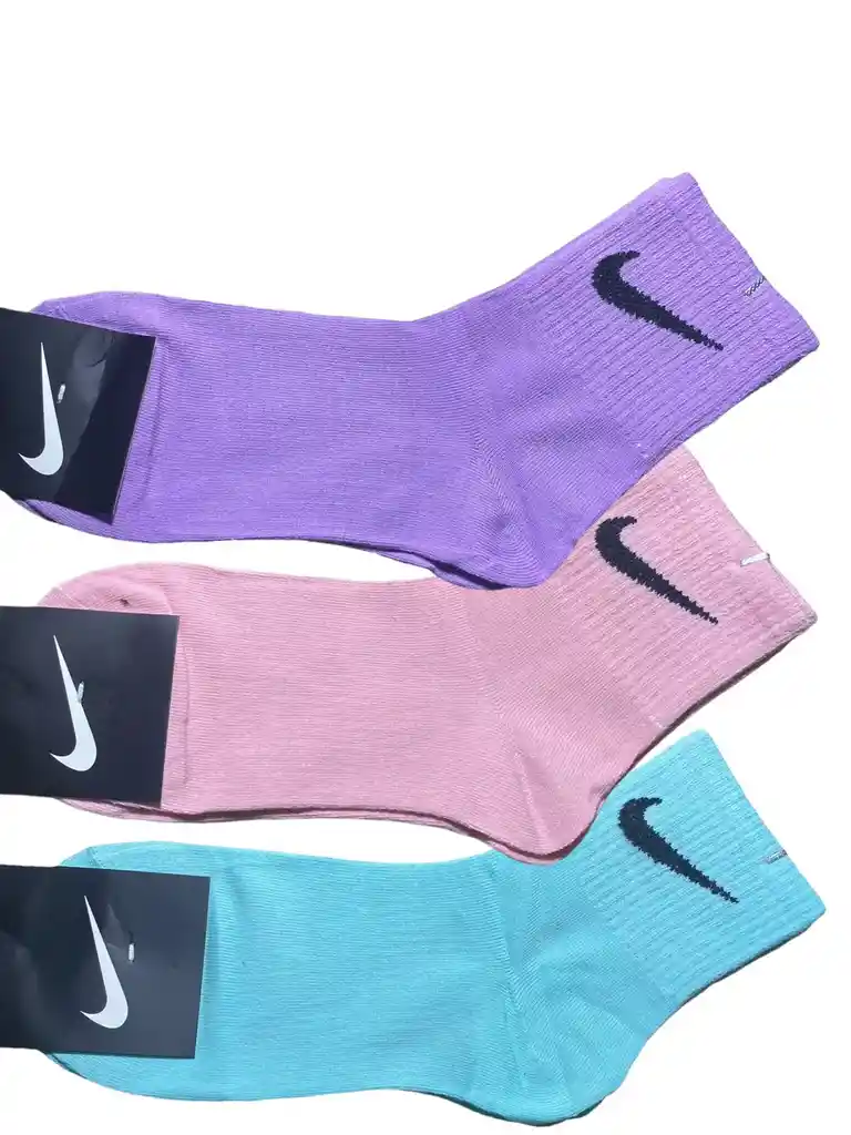 6 Pares De Medias Media Caña Deportiva Única Talla Calcetín Colores Pastel Nike Estirable